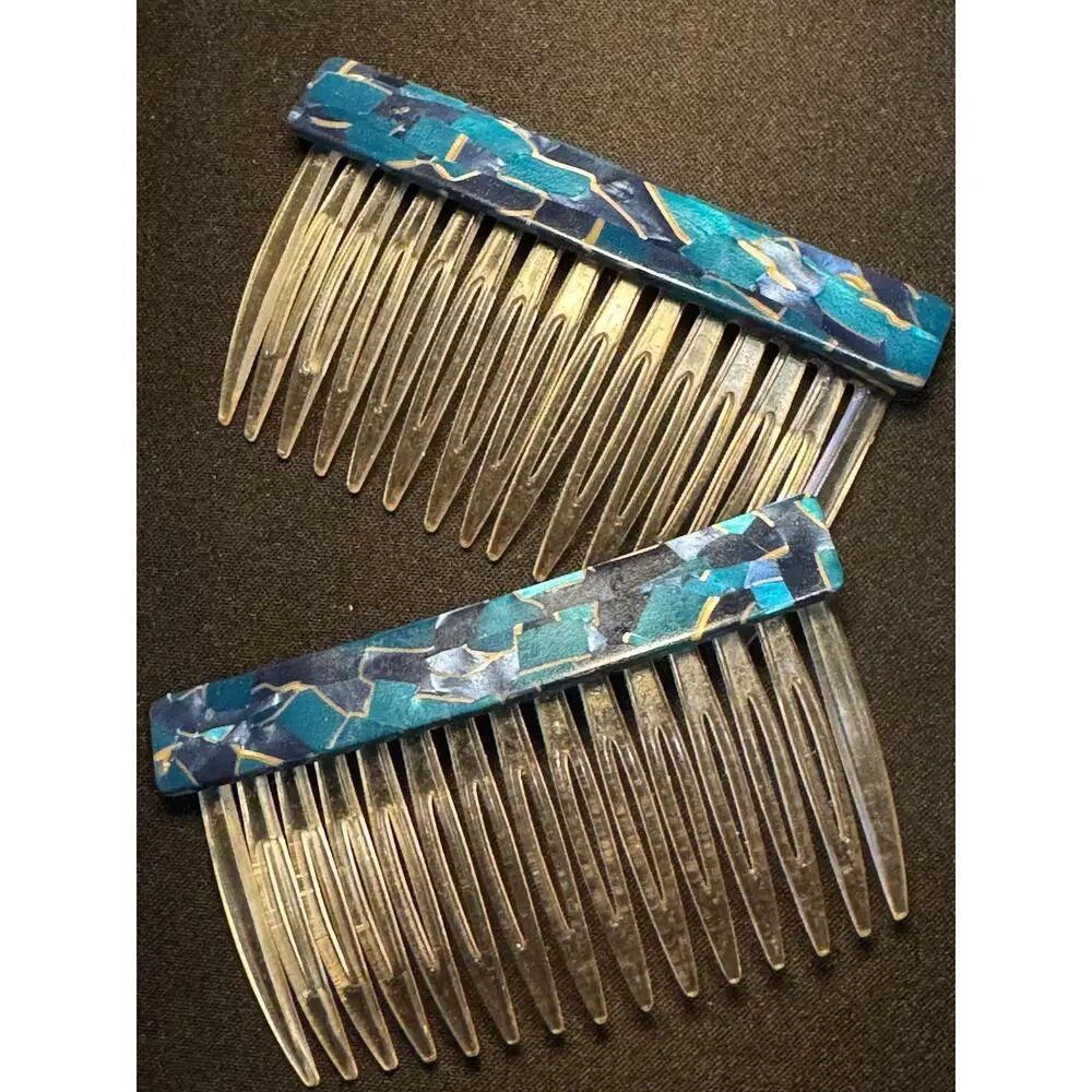 Vintage Set of Hair Combs Signed France - Picture 2 of 3
